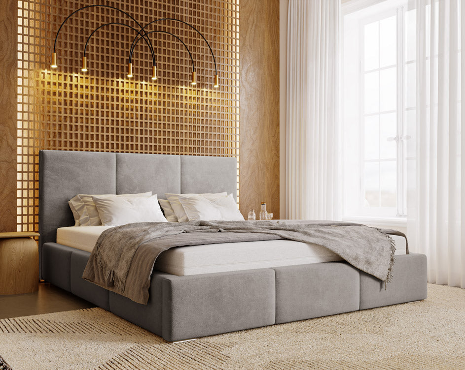 Designer gestoffeerd bed Majestic in fluweel met opbergruimte