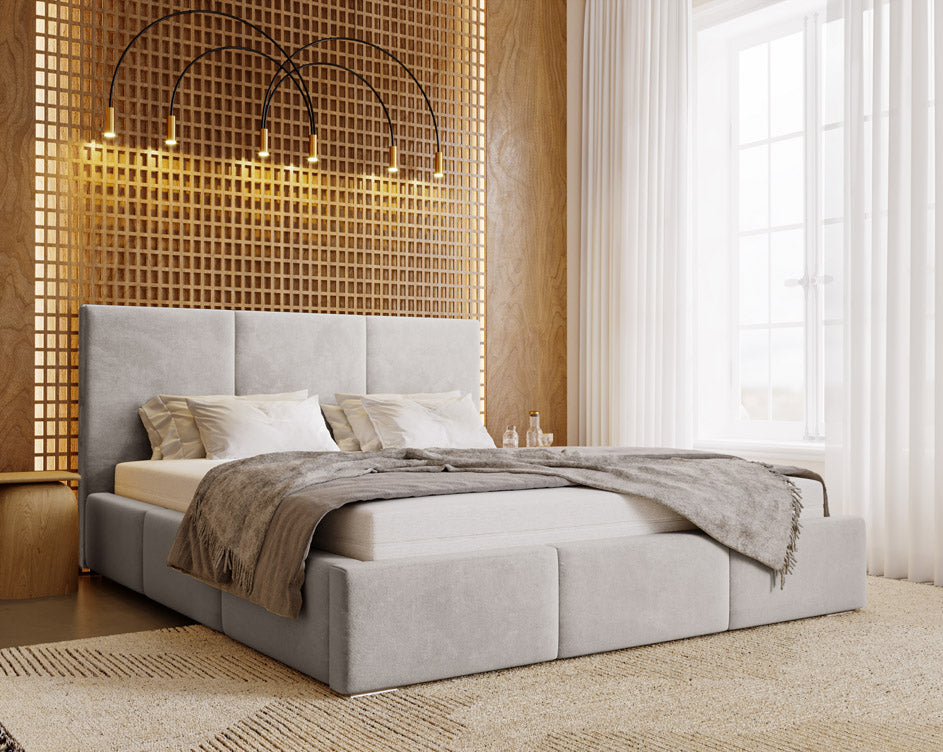 Designer gestoffeerd bed Majestic in fluweel met opbergruimte