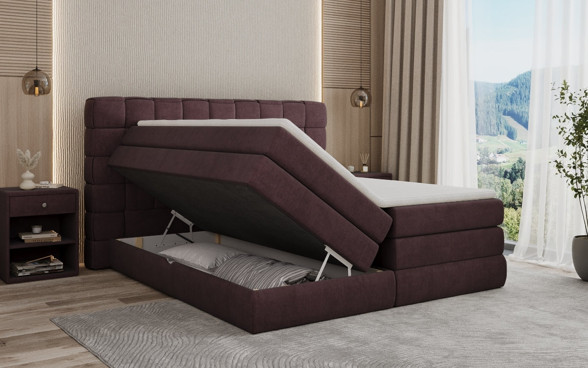 Boxspringbed Trama met opbergruimte in Fluweel