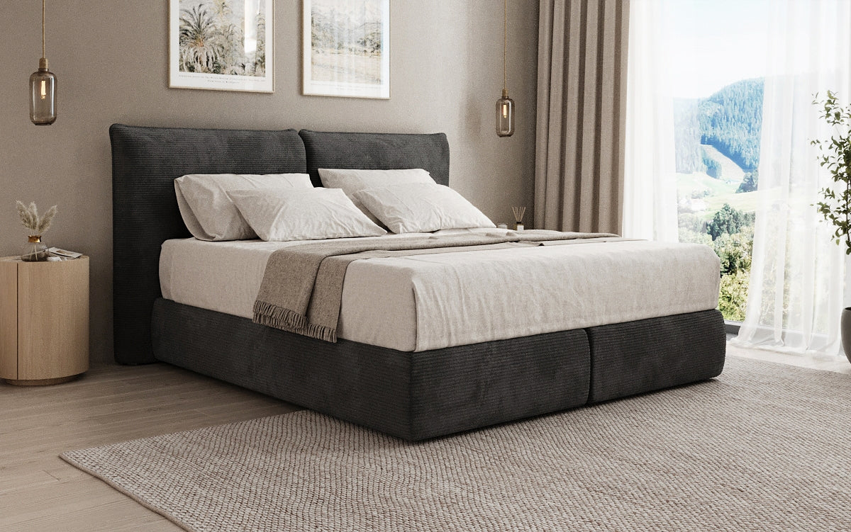 Boxspringbed Pillo in Ribstof