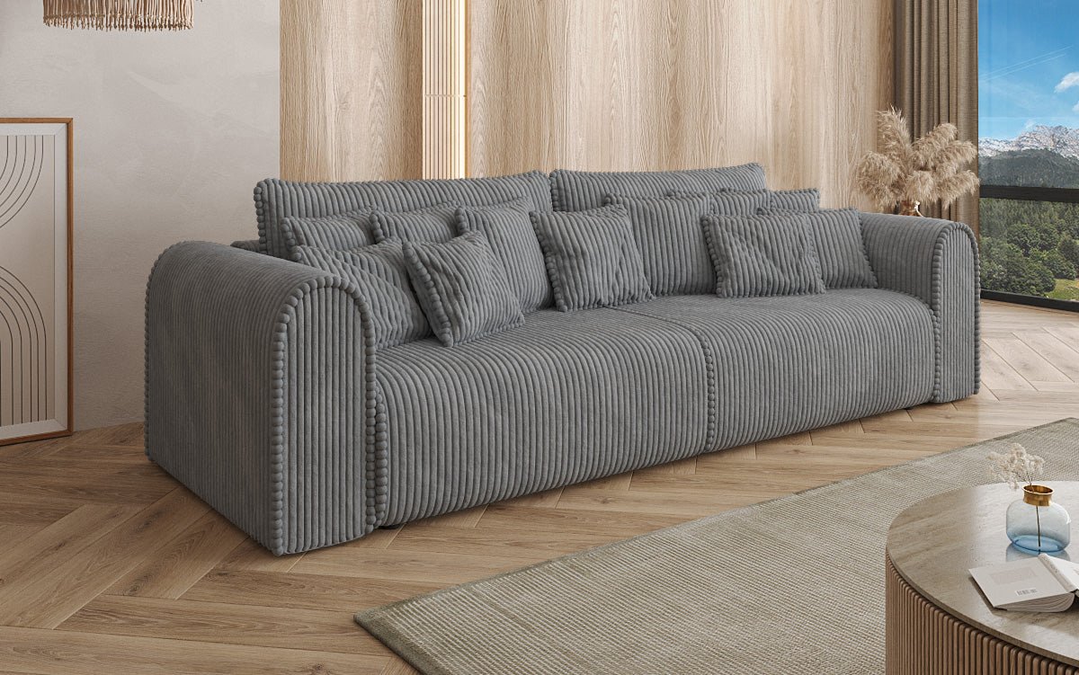 Designerbank Big Buddy 3-zits met slaapfunctie en opbergruimte in breed ribfluweel