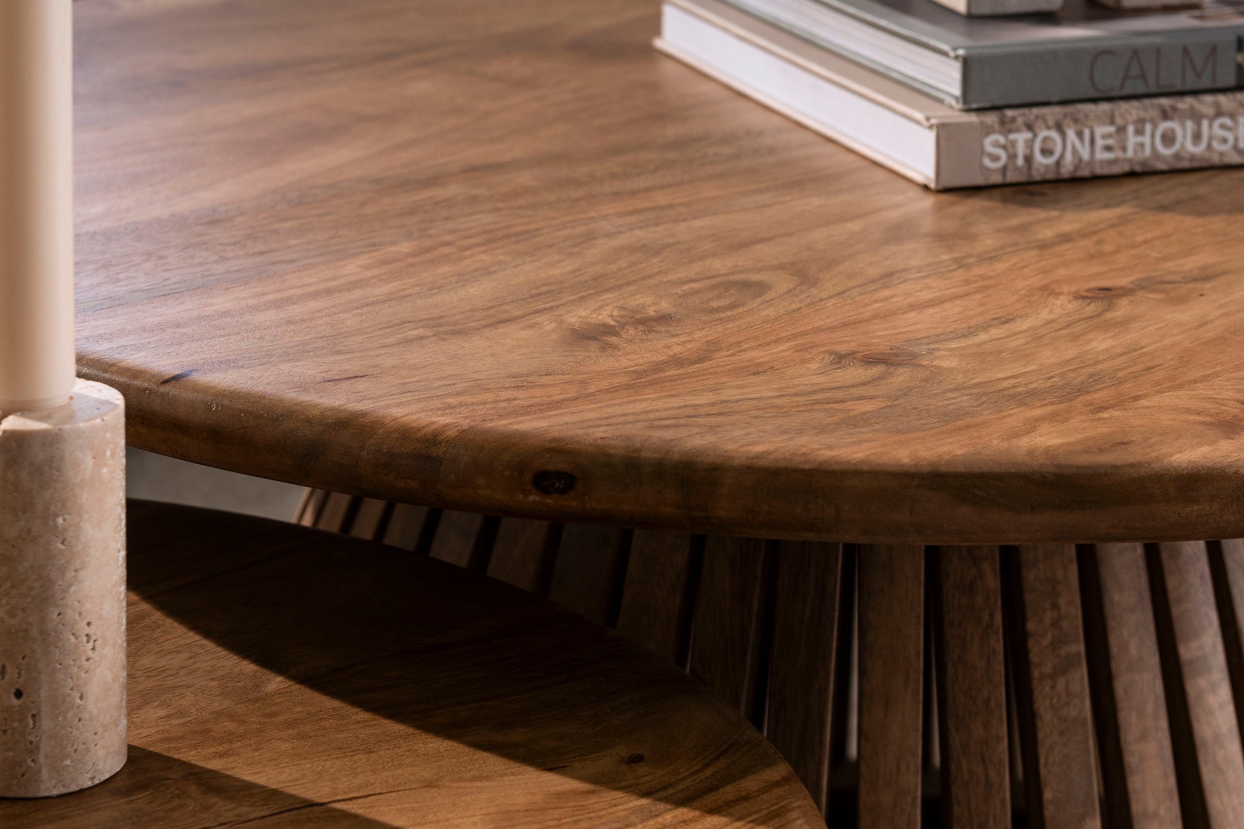 Salontafel Savira - 2-delige set van mangohout met conische tafelpoot