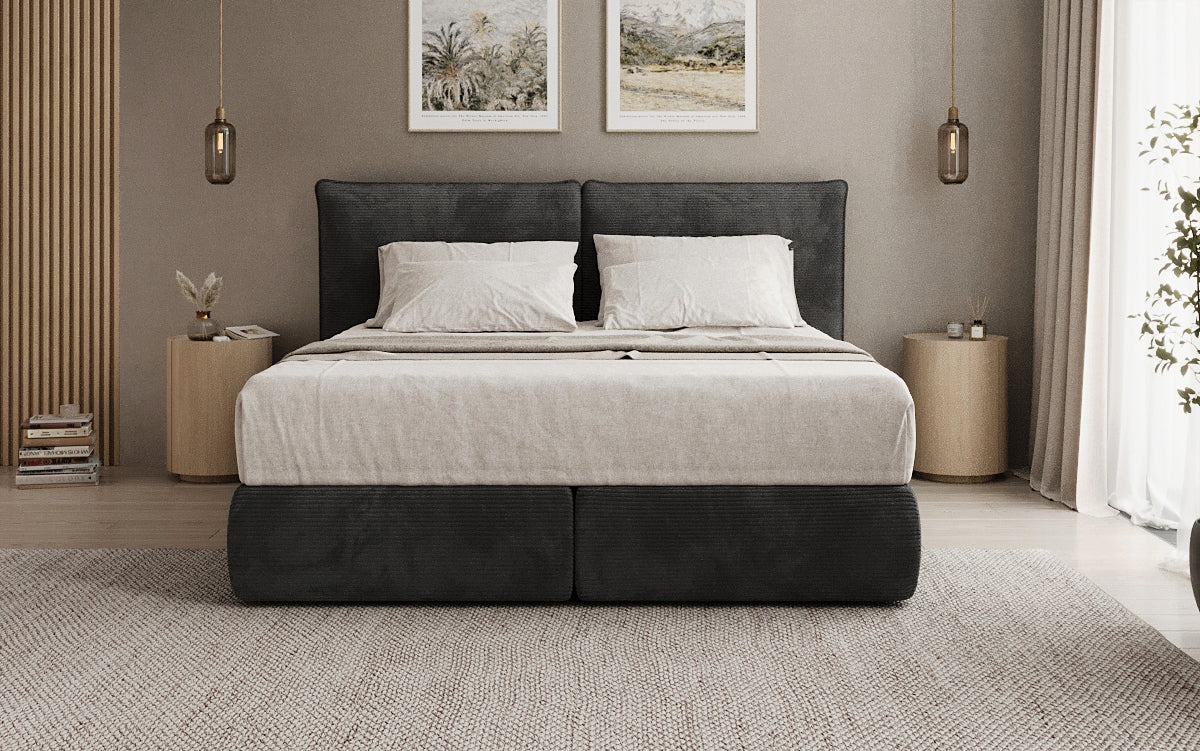 Boxspringbed Pillo in Ribstof