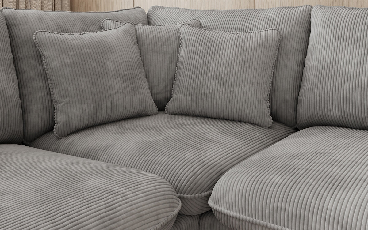 Designhoekbank Laguna met metalen poten in Ribstof