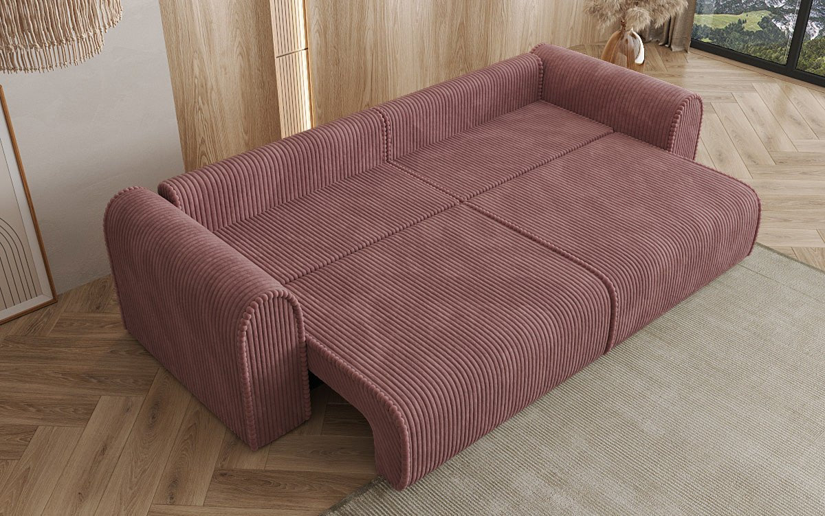 Designerbank Big Buddy 3-zits met slaapfunctie en opbergruimte in breed ribfluweel