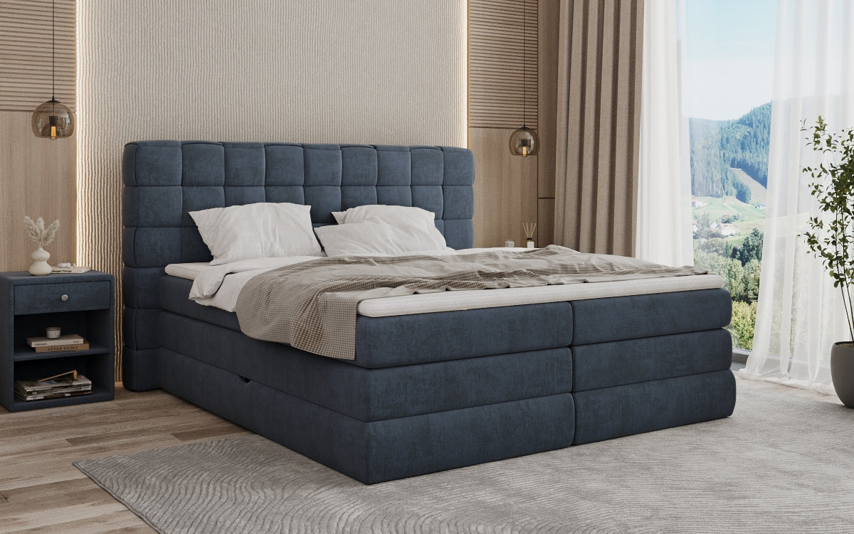 Boxspringbed Trama met opbergruimte in Fluweel