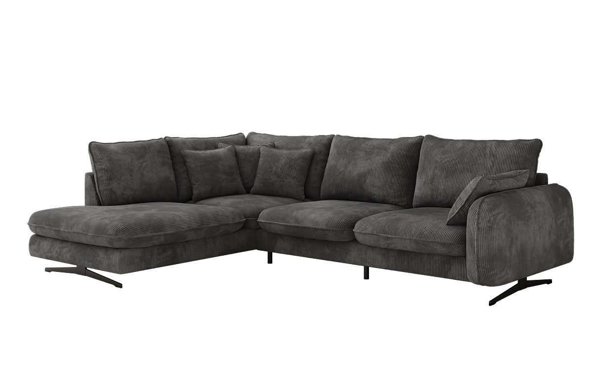 Designhoekbank Laguna met metalen poten in Ribstof
