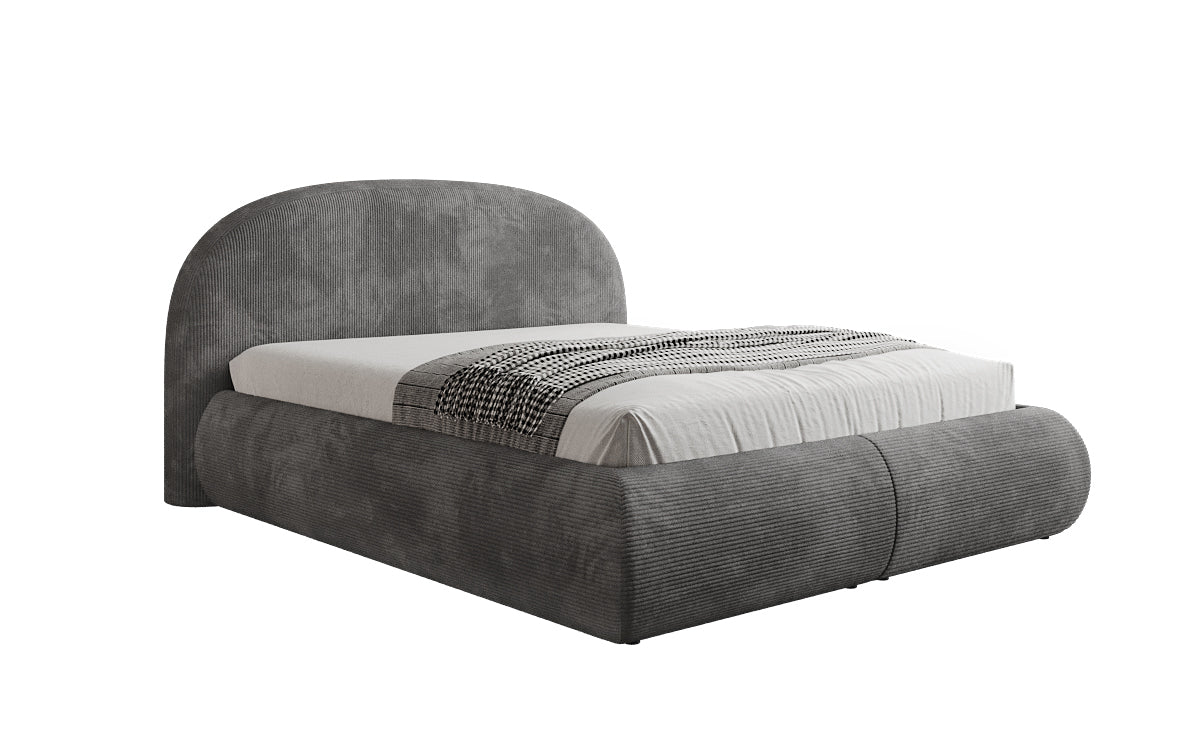Design gestoffeerd bed Loop in Ribstof met opbergruimte