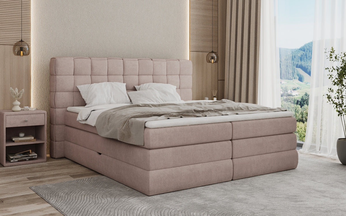 Boxspringbed Trama met opbergruimte in Stof