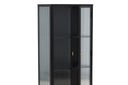 Vitrine Leonie - in Zwart met golfglas-uitstraling