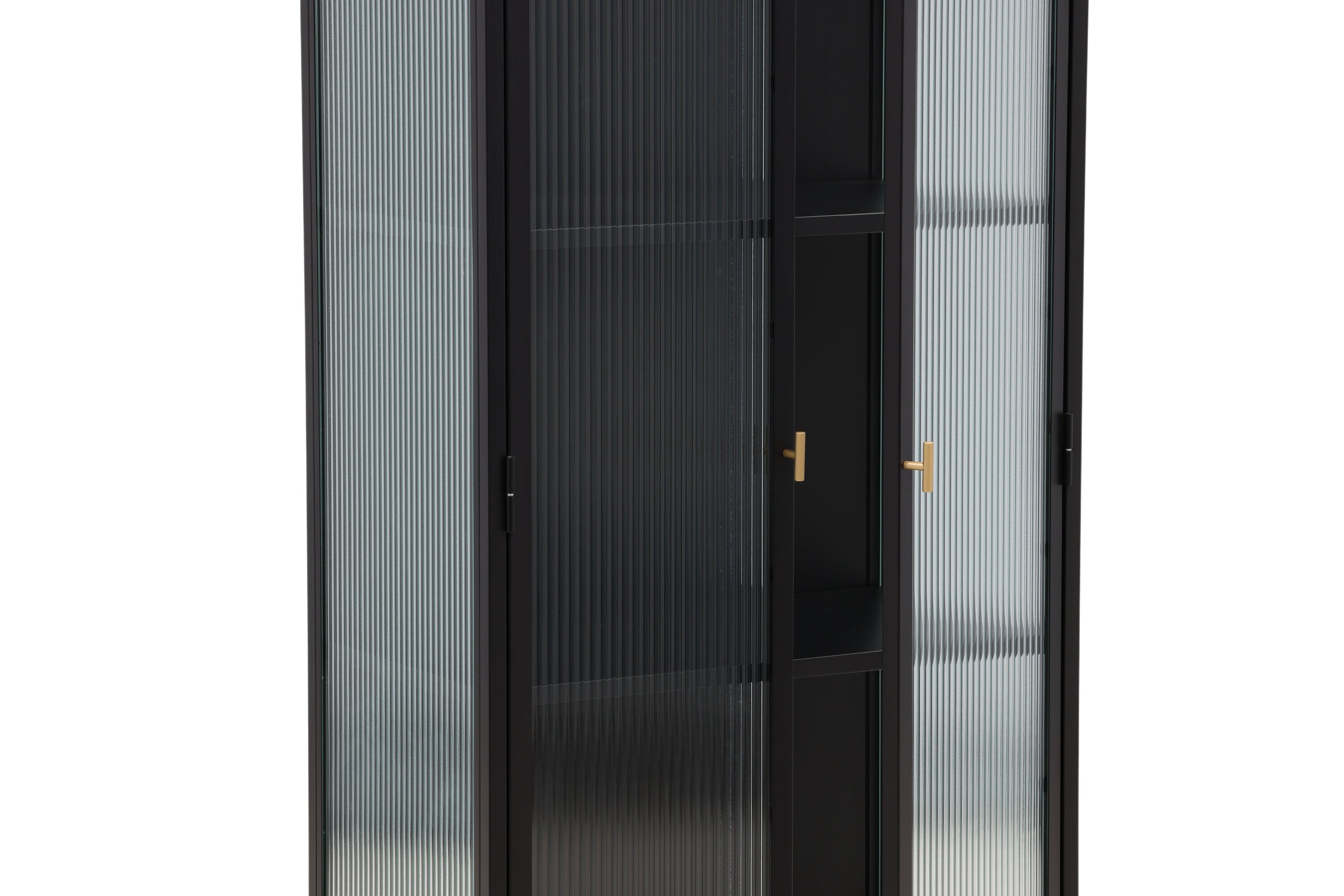 Vitrine Leonie - in Zwart met golfglas-uitstraling