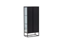 Vitrine Leonie - in Zwart met golfglas-uitstraling