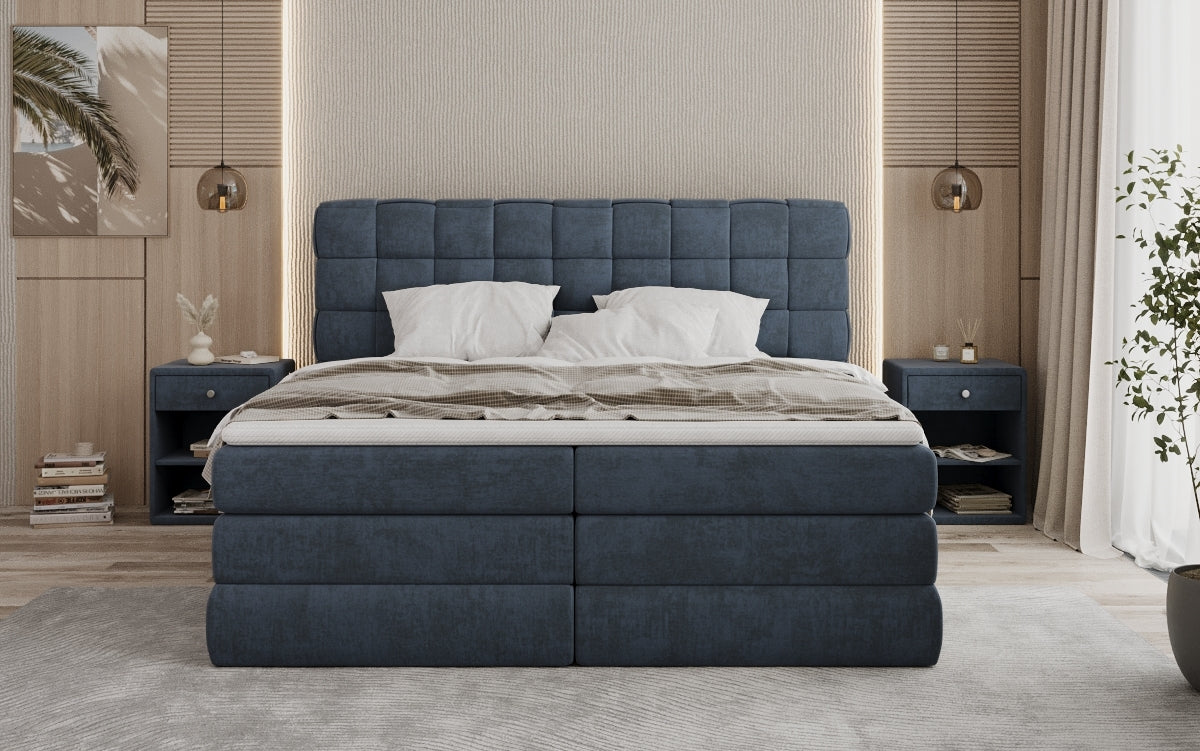 Boxspringbed Trama met opbergruimte in Fluweel