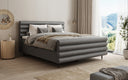 Boxspringbed Tubo in structuurstof met opbergruimte