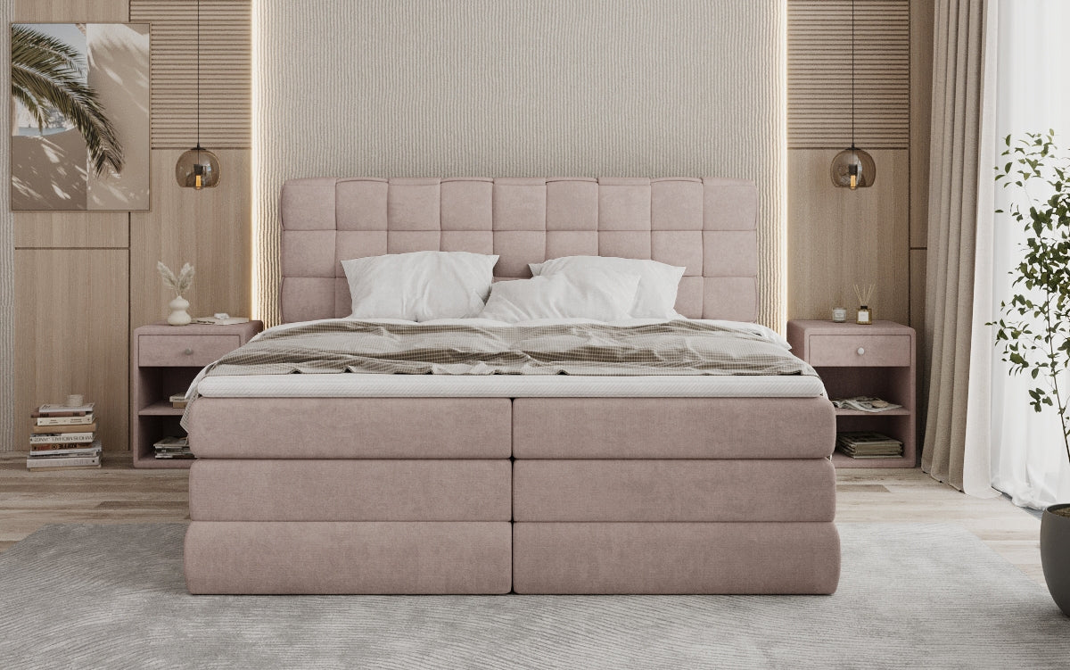 Boxspringbed Trama met opbergruimte in Stof