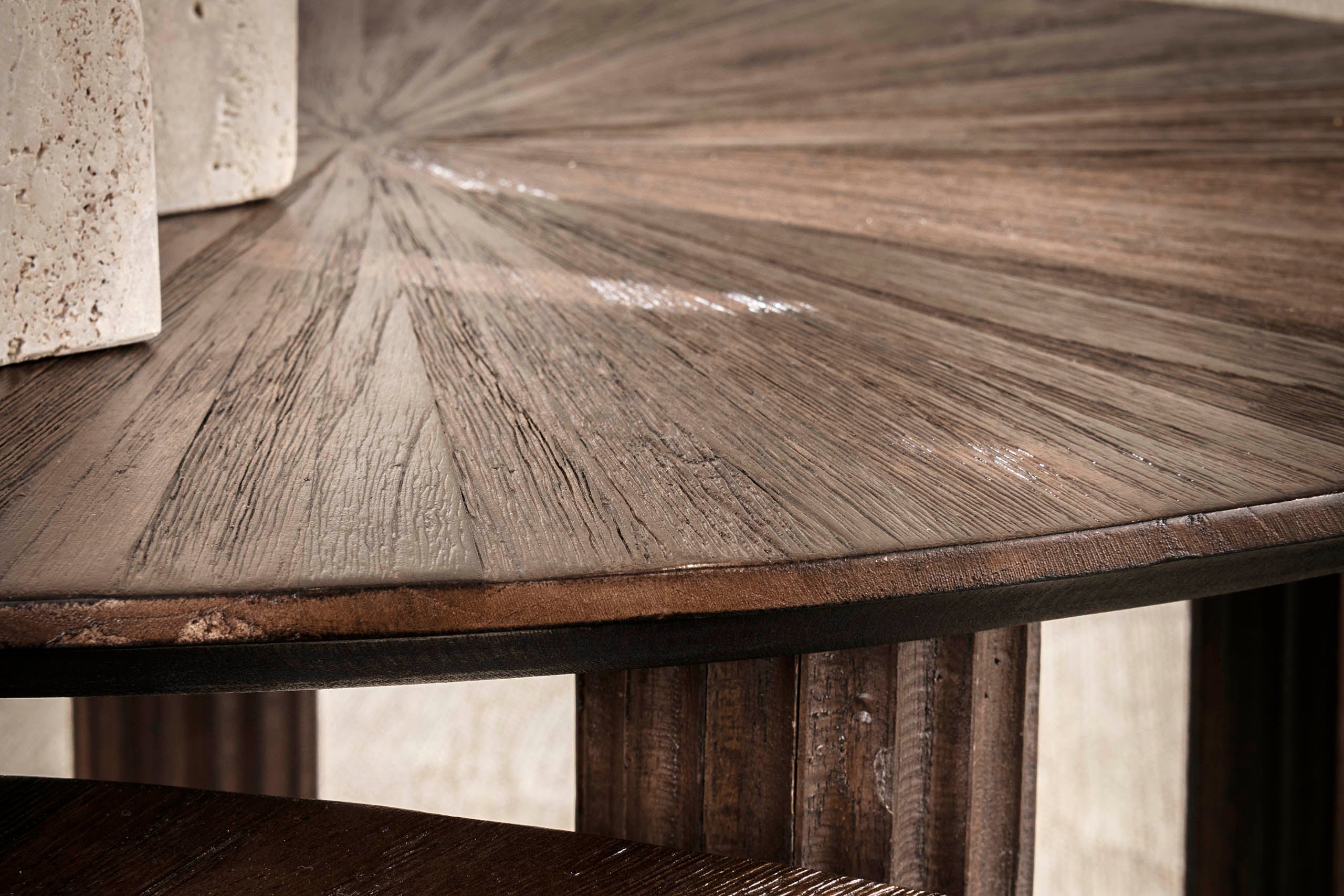 Salontafel Soluma - 2-delige set van hoogwaardig teakhout in driehoekig design