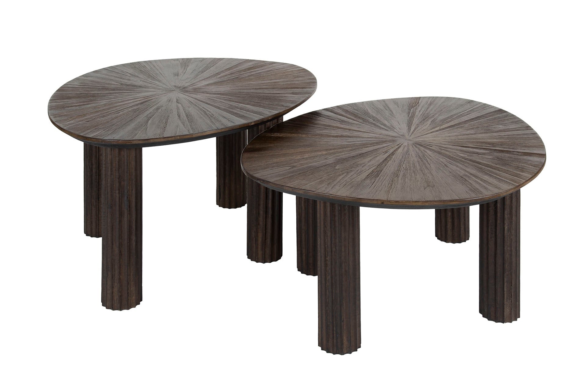 Salontafel Soluma - 2-delige set van hoogwaardig teakhout in driehoekig design