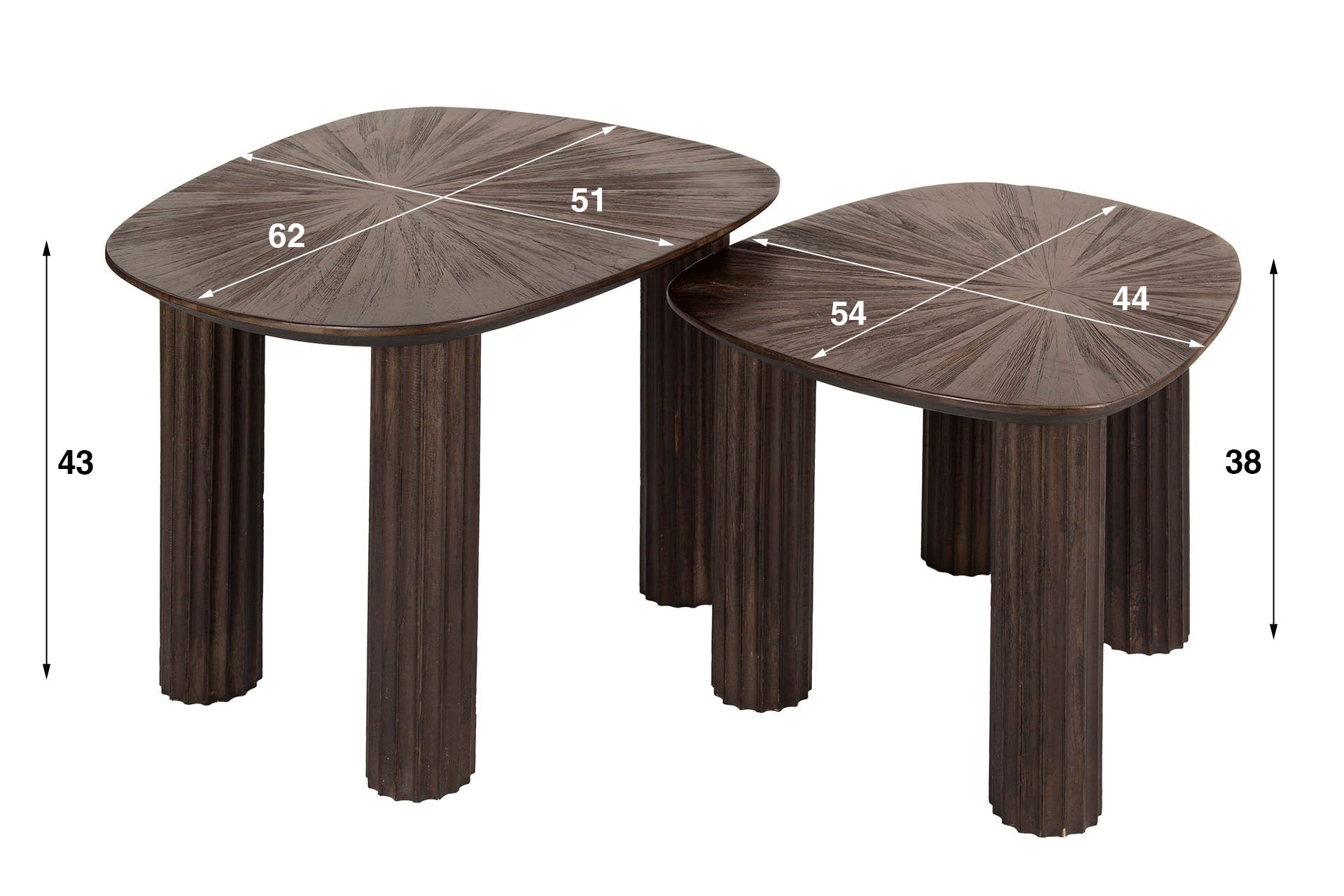 Salontafel Kivara - 2-delige set van hoogwaardig teakhout in vierkant design