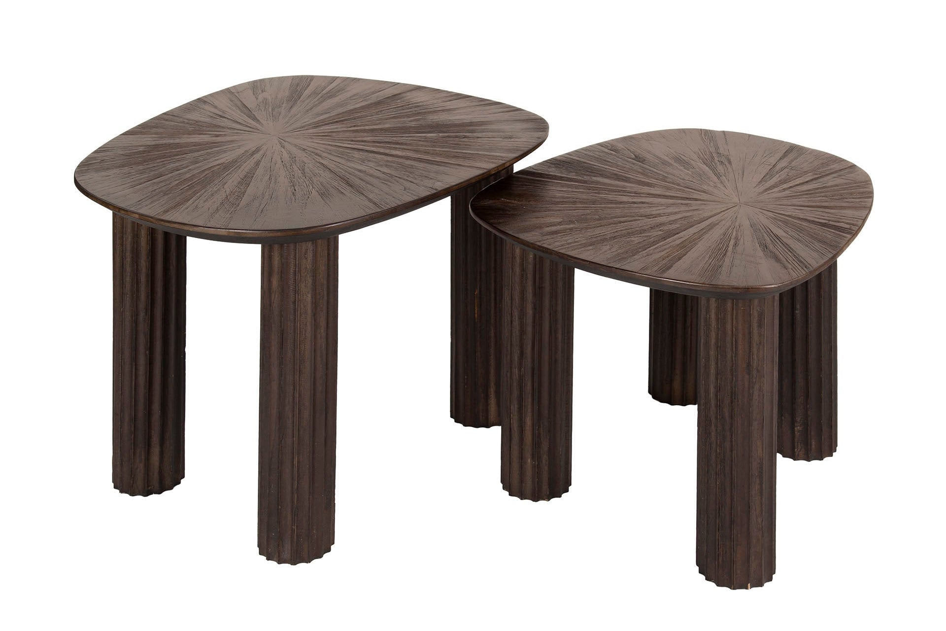 Salontafel Kivara - 2-delige set van hoogwaardig teakhout in vierkant design