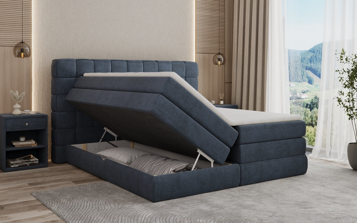 Boxspringbed Trama met opbergruimte in Fluweel