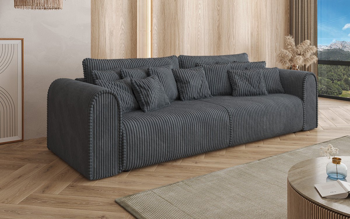 Designerbank Big Buddy 3-zits met slaapfunctie en opbergruimte in breed ribfluweel