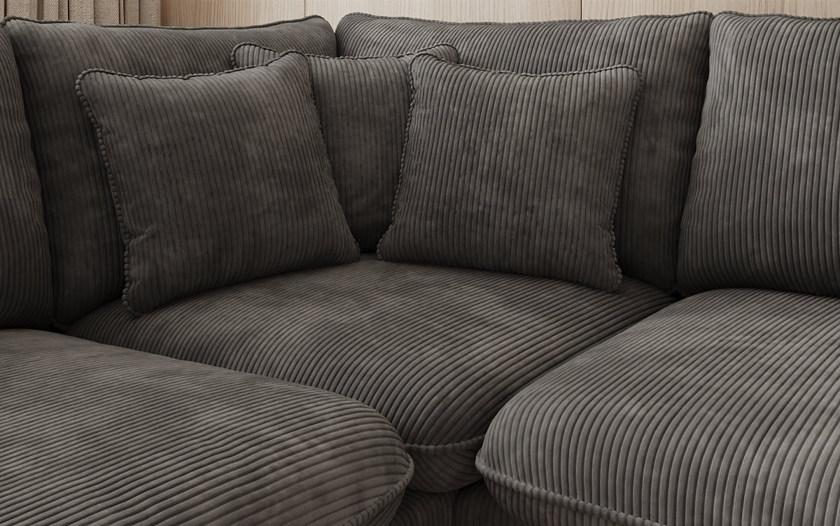 Designhoekbank Laguna met metalen poten in Ribstof