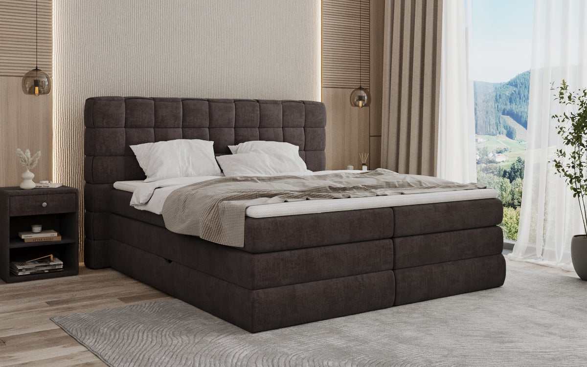 Boxspringbed Trama met opbergruimte in Fluweel