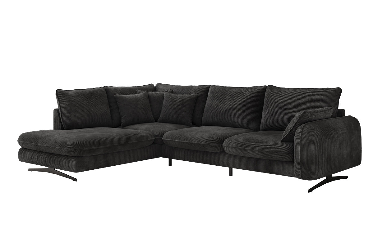 Designhoekbank Laguna met metalen poten in Ribstof
