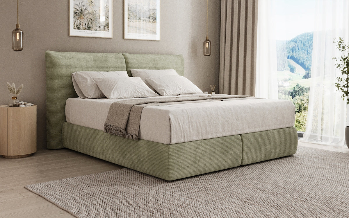 Boxspringbed Pillo in Ribstof