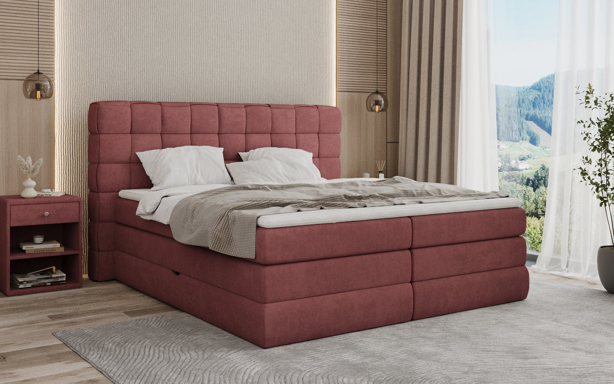 Boxspringbed Trama met opbergruimte in Stof