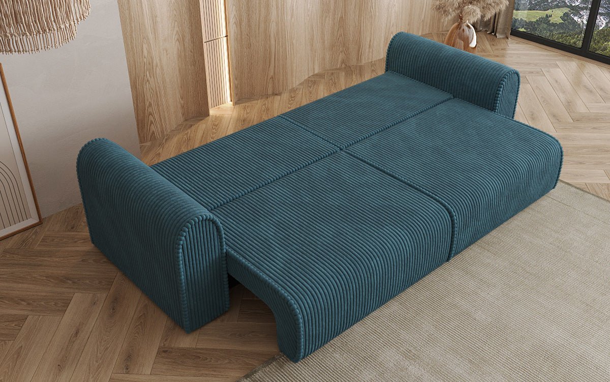 Designerbank Big Buddy 3-zits met slaapfunctie en opbergruimte in breed ribfluweel