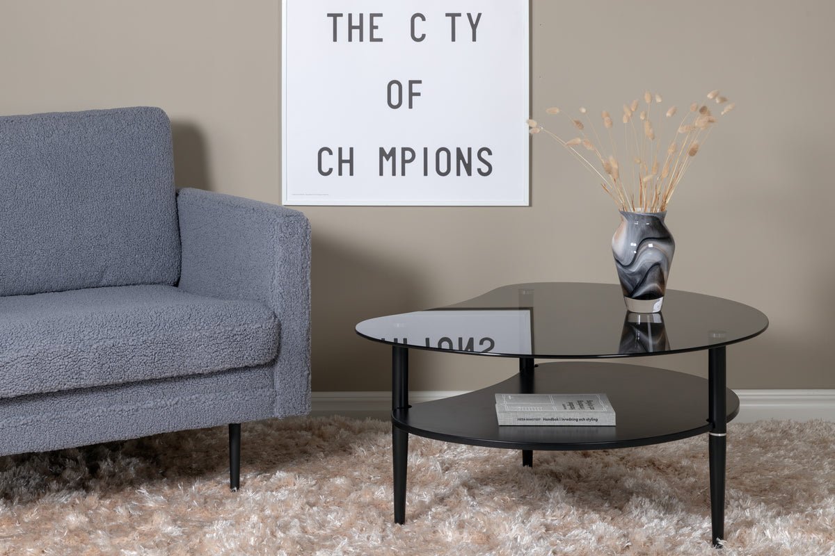 Salontafel Amila - met zwart glazen blad