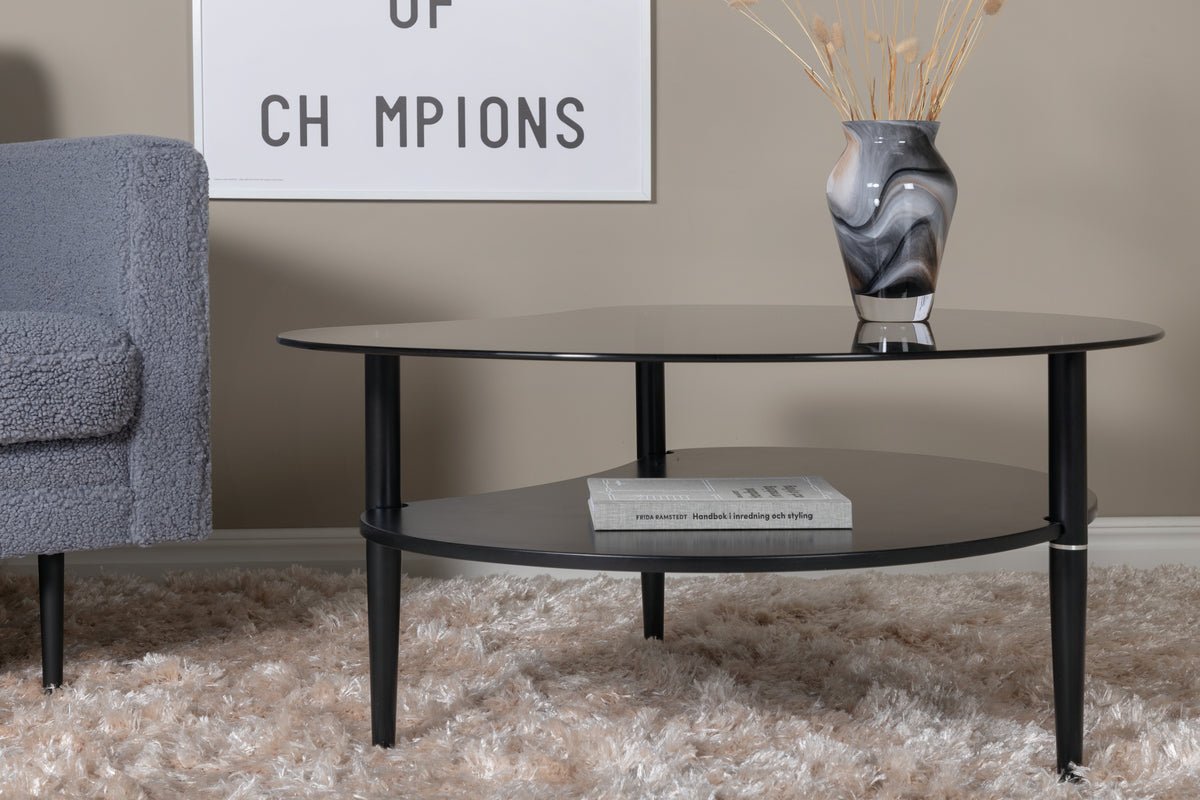 Salontafel Amila - met zwart glazen blad