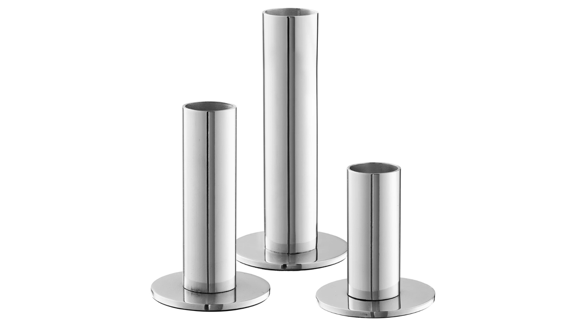 3-delige set kaarsenhouders Steel - in uit zilverkleurig staal