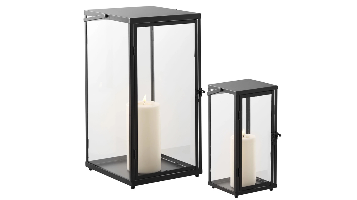 2-delige lantaarnset Felli - met zwart metalen frame