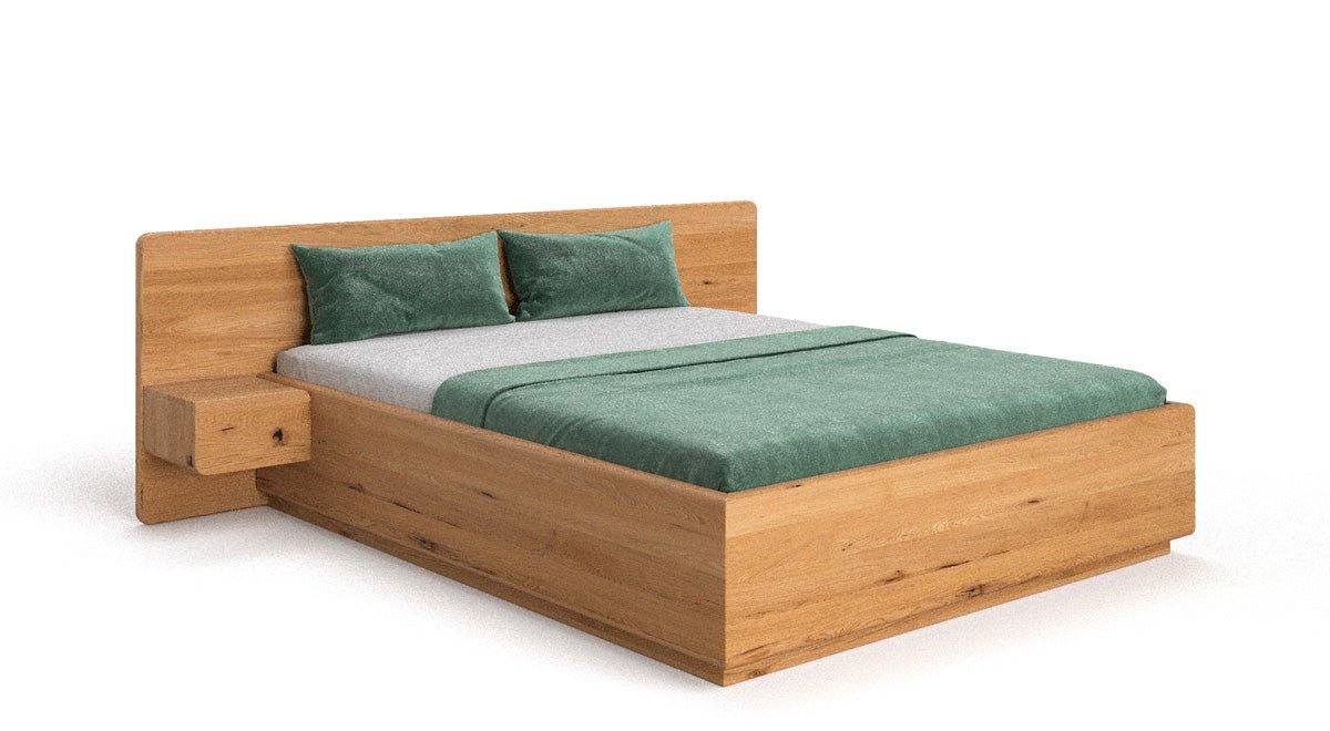 Designbed Fiona van massief eiken met opbergruimte