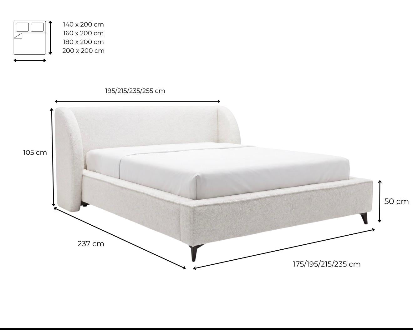 Design gestoffeerd bed Freya in Teddystof Bouclé met opbergruimte