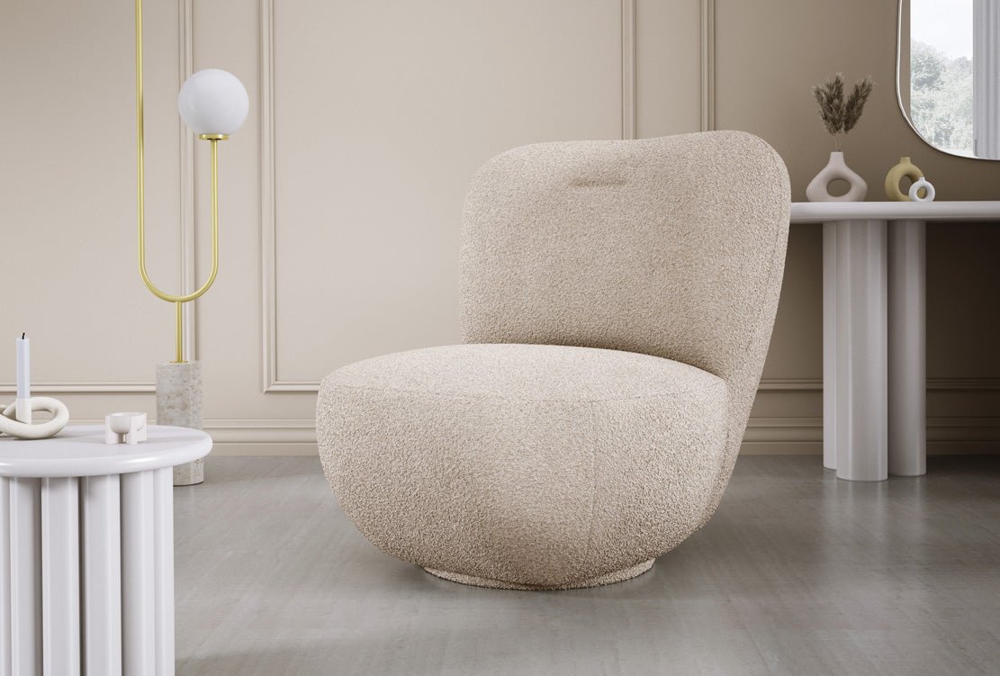 Designer fauteuil Kyoto 360° draaifunctie in Bouclé
