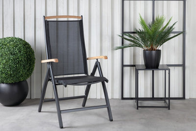 2er Set - Gartenstuhl Clara aus Textilene in Schwarz