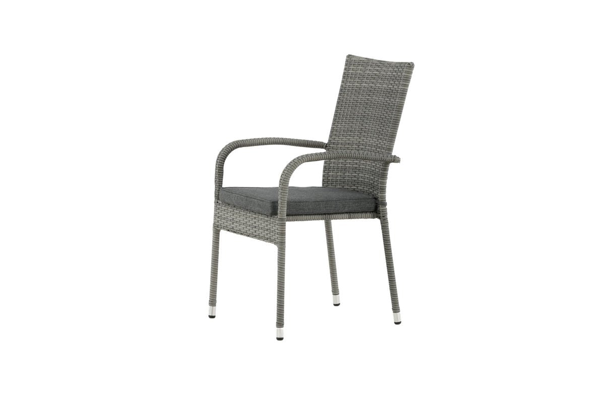 2er Set - Gartenstuhl Emma aus Rattan in Schwarz, Grau