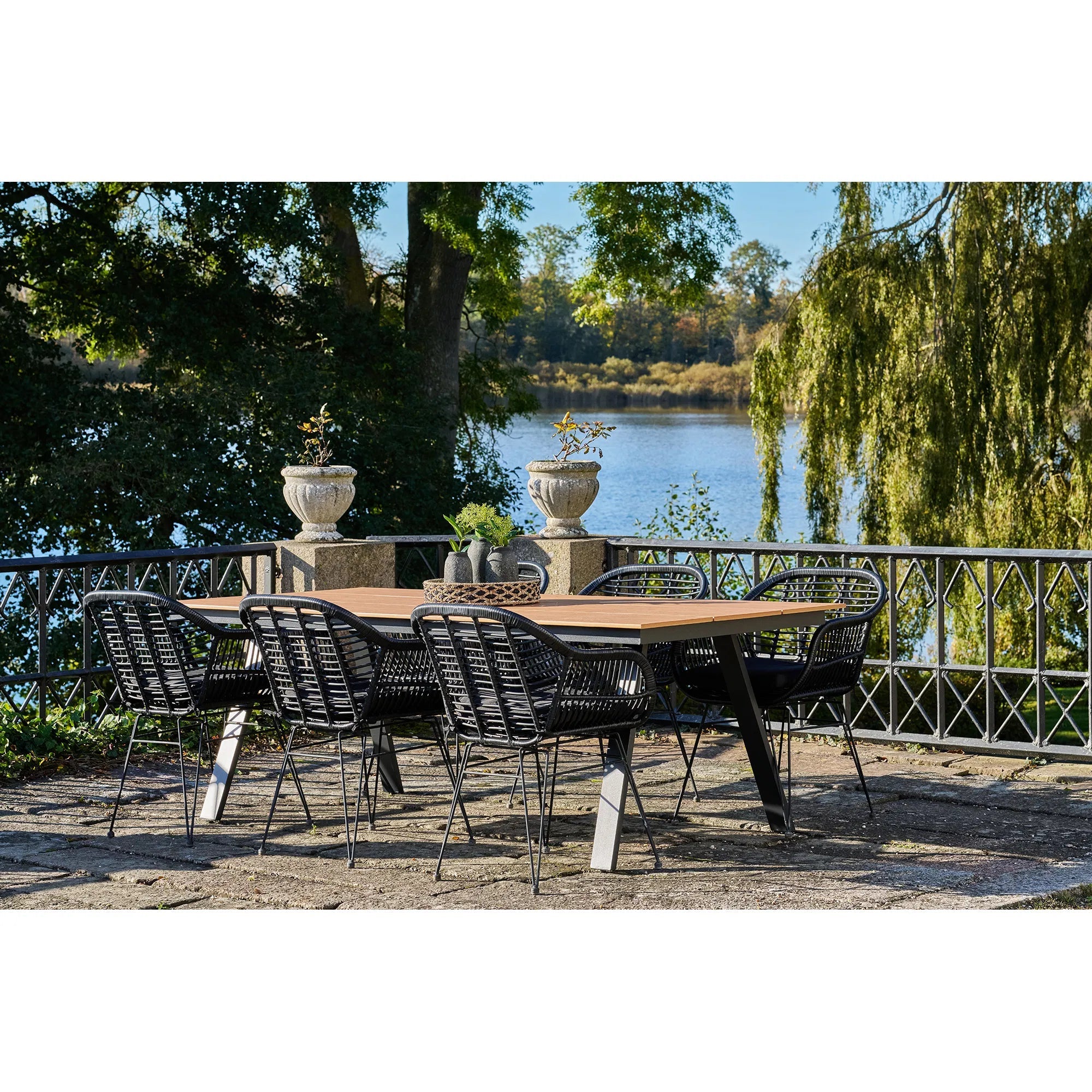 2er Set - Gartenstuhl Firenze Schwarz aus Stahl/Polyrattan
