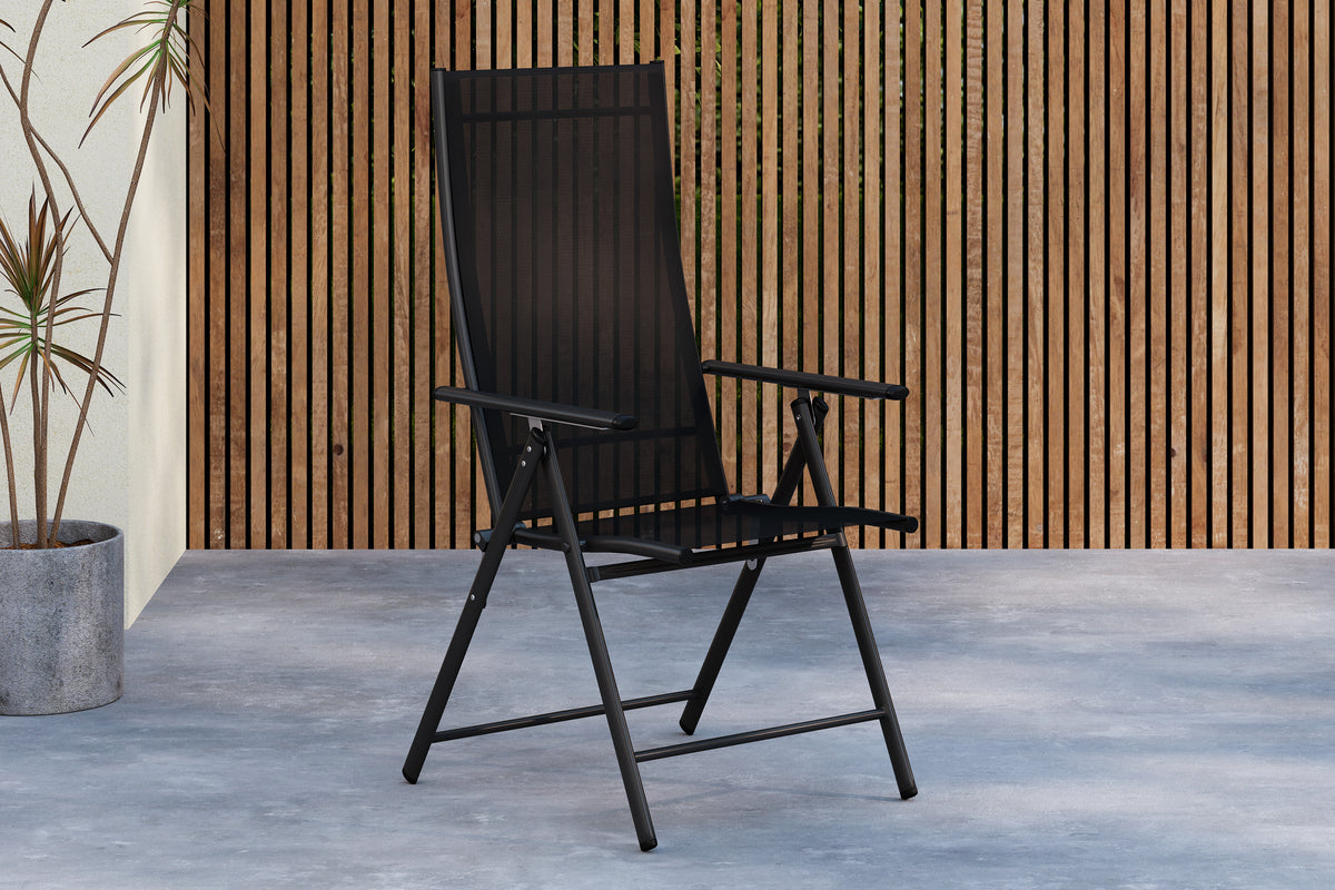 2-delige set tuinstoelen Miro - inklapbare stoel in Beige of Zwart van staal en Textilene