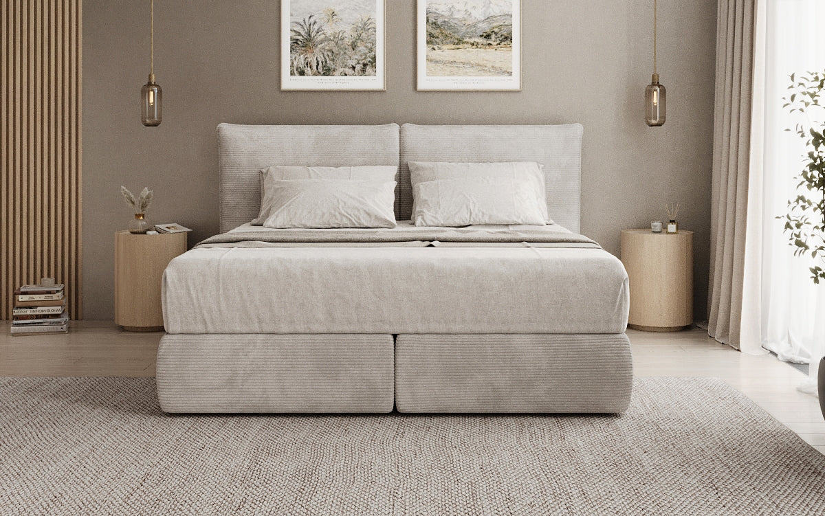 Boxspringbed Pillo in Ribstof