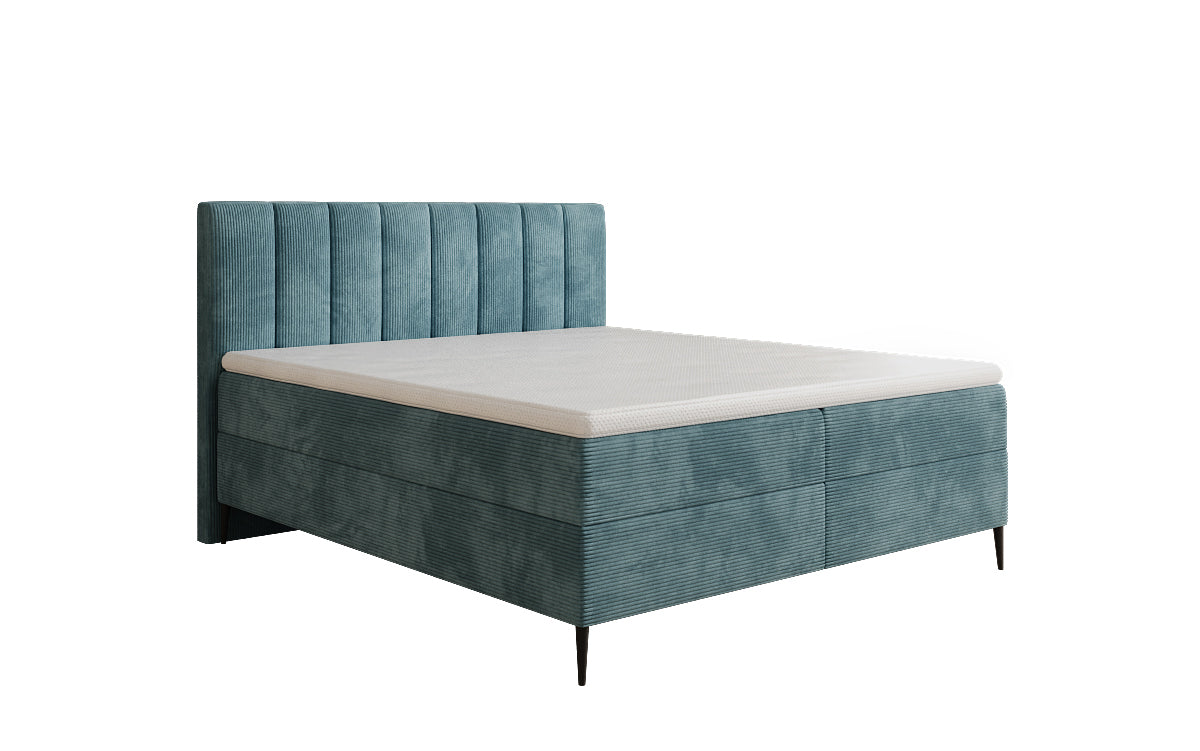 Boxspringbed Lucca in Ribstof met opbergruimte en poten