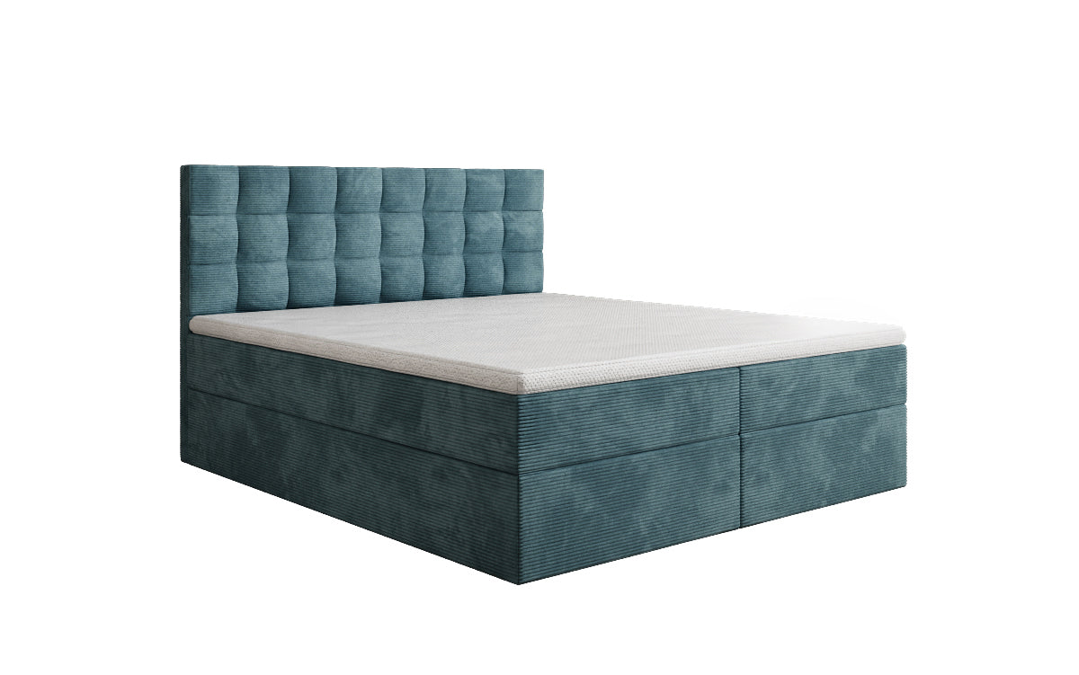 Boxspringbed Como in Ribstof met opbergruimte