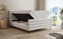 Boxspringbed Tubo in structuurstof met opbergruimte