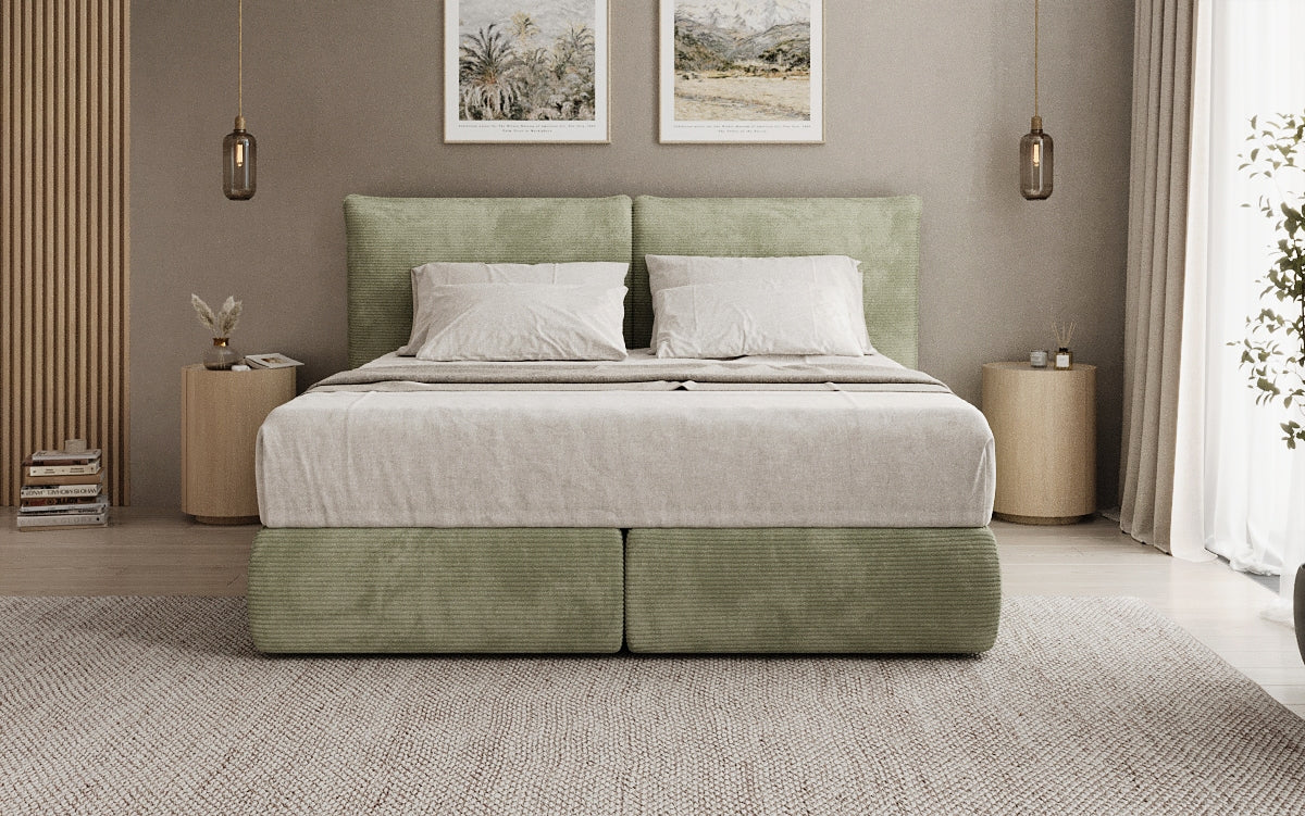 Boxspringbed Pillo in Ribstof