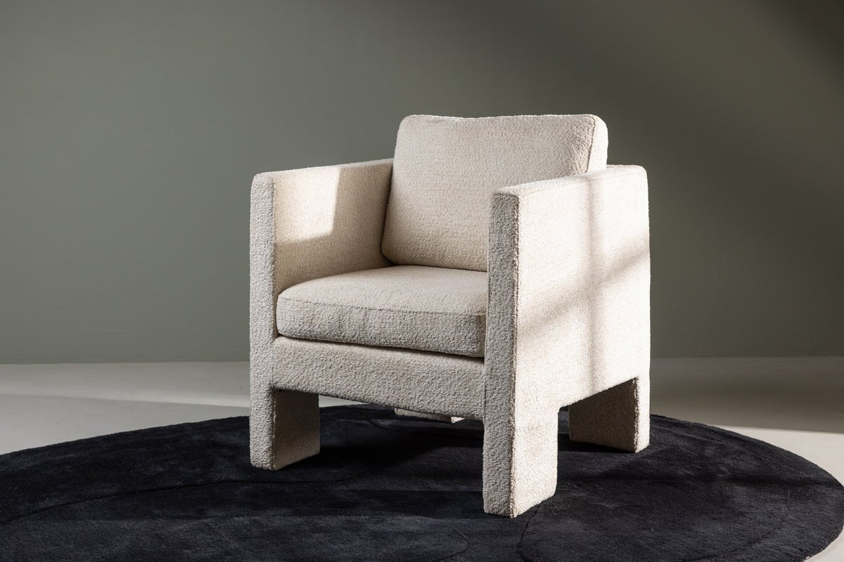 Fauteuil Rimini - met witte bouclé-stof