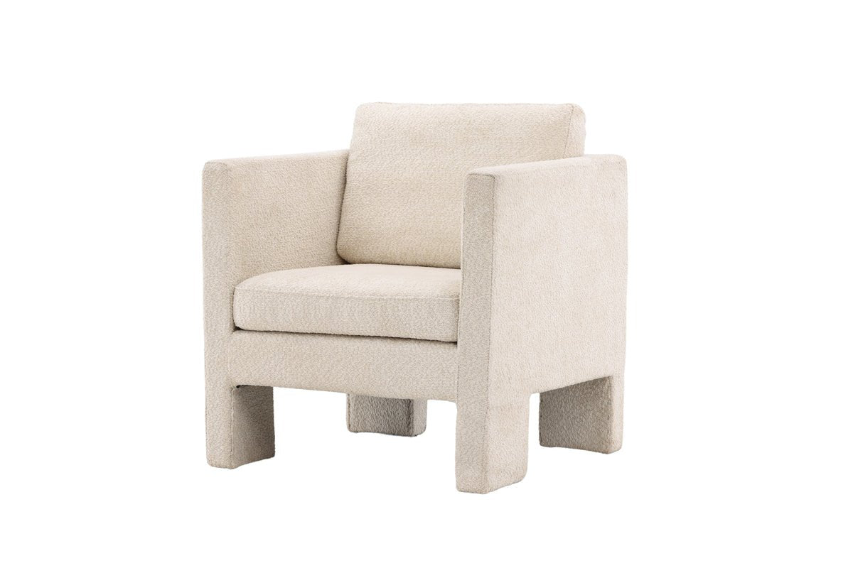Fauteuil Rimini - met witte bouclé-stof