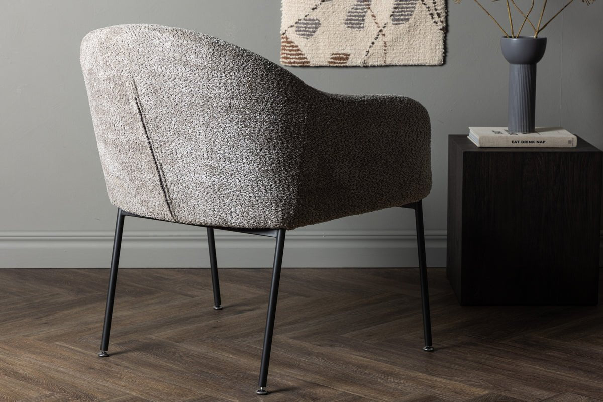 Fauteuil Kärnten - in Lichtgrijs met bouclé bekleding